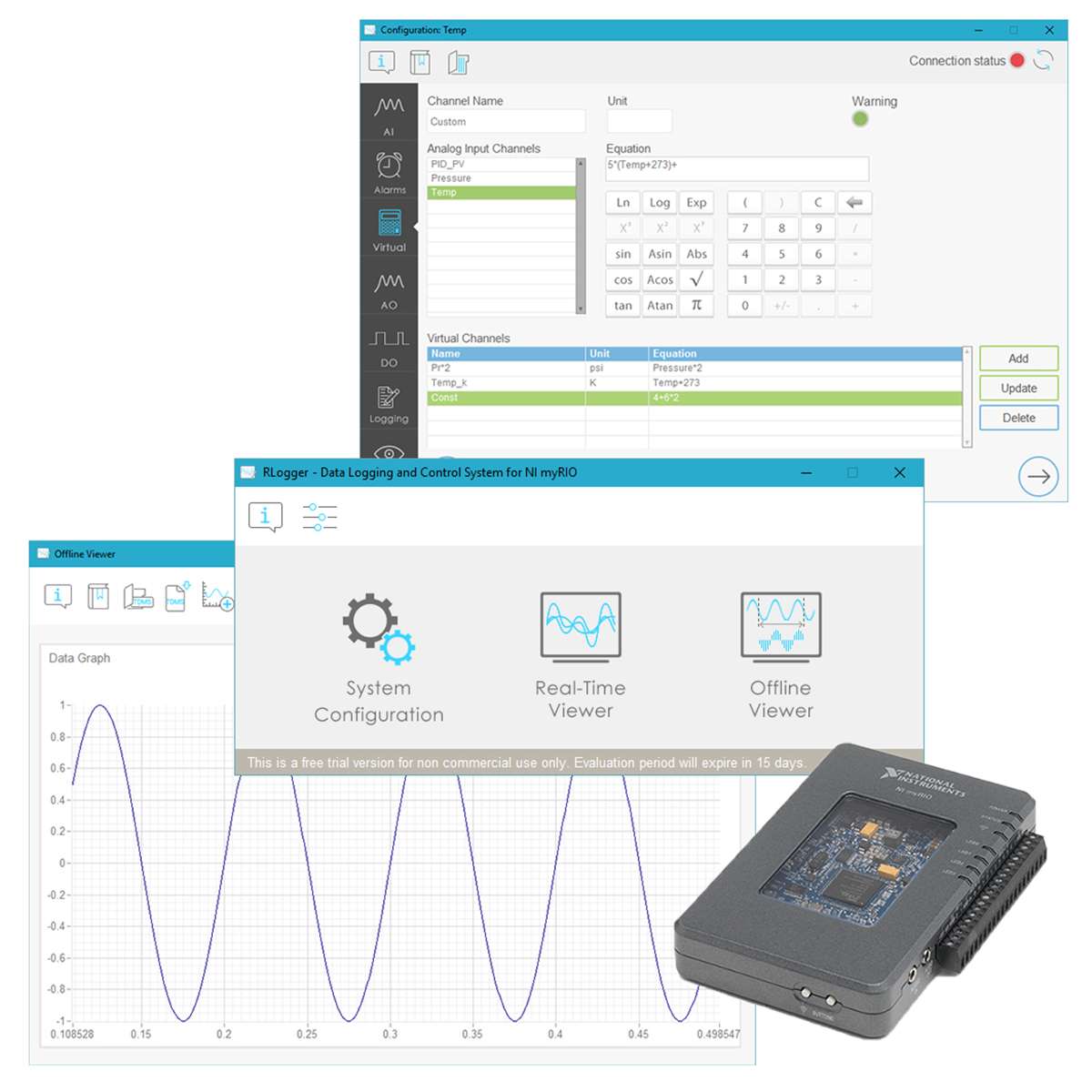 RLogger Data Logging and Control System for NI myRIO RAFA Solutions